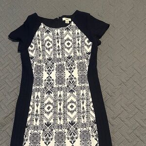 Cato Navy and White Geometric Mini Dress